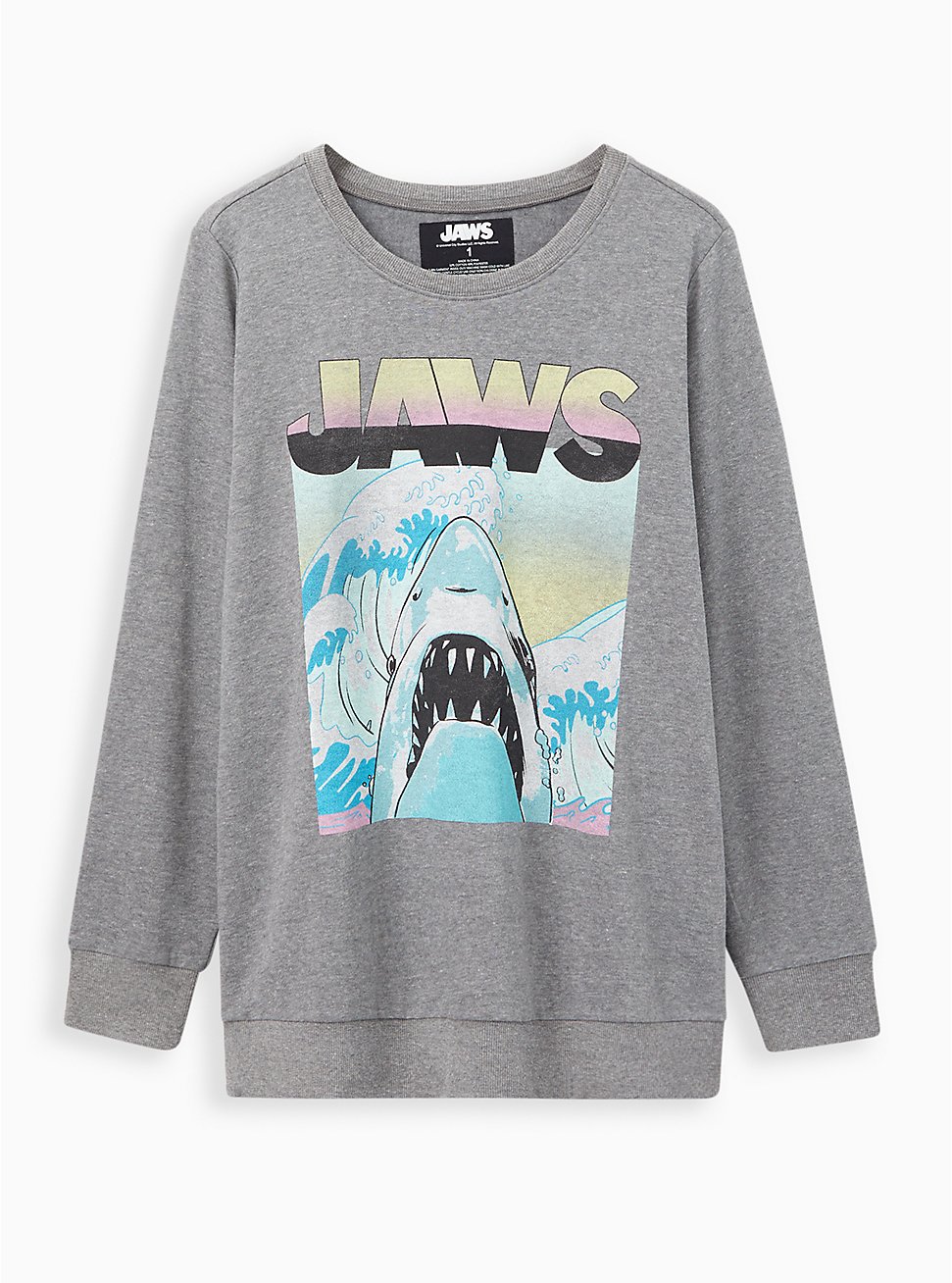Plus Size Sweatshirt - Cozy Fleece Jaws Grey, MEDIUM HEATHER GREY, hi-res