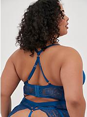 Plus Size Cutout Cage Underwire Bodysuit - Lace Blue , POSEIDON, alternate