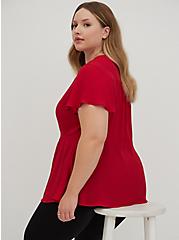 Tie Front Blouse - Georgette Red, JESTER RED, alternate