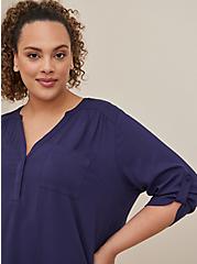 Harper Pullover Blouse - Textured Stretch Rayon Navy, PEACOAT, alternate