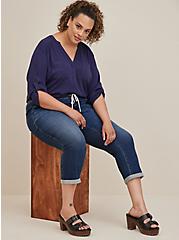 Plus Size Harper Pullover Blouse - Textured Stretch Rayon Navy, PEACOAT, alternate