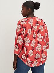 Harper Pullover Blouse - Textured Stretch Rayon Floral Print, FLORAL - PINK, alternate