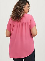 Plus Size Split Front Blouse - Georgette Pink, PINK, alternate