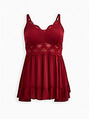 Plus Size Babydoll Tank - Crinkle Gauze Red, JESTER RED, hi-res