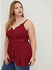 Plus Size Babydoll Tank - Crinkle Gauze Red, JESTER RED, hi-res