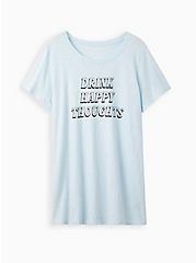 Plus Size Tunic Tee - Drink Happy Thoughts Light Blue , BLUE, hi-res