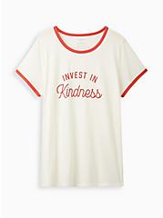 Classic Ringer Tee - Invest In Kindness Cream, MARSHMALLOW, hi-res
