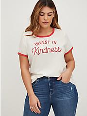 Classic Ringer Tee - Invest In Kindness Cream, MARSHMALLOW, hi-res