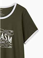 Plus Size Classic Ringer Tee - Sarcasm Daily Olive, DEEP DEPTHS, alternate