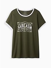 Plus Size Classic Ringer Tee - Sarcasm Daily Olive, DEEP DEPTHS, hi-res