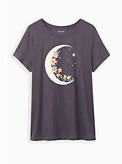 Plus Size Everyday Tee - Signature Jersey Floral Moon Grey, NINE IRON, hi-res