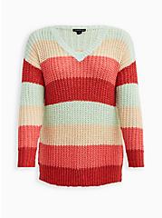 Plus Size Pullover Sweater - Multi Stripe, MULTI STRIPE, hi-res