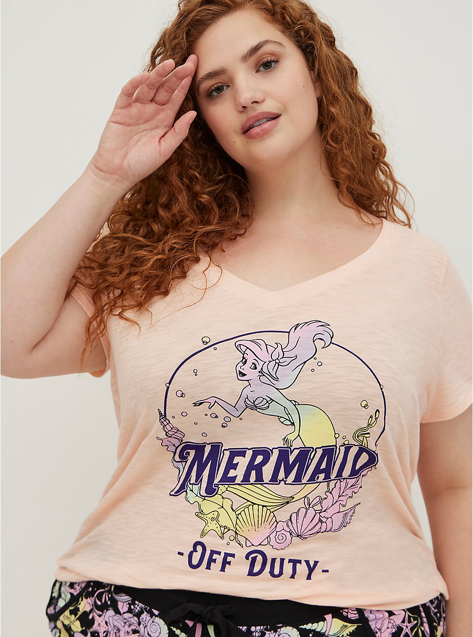 Off Duty Sleep Top - Disney The Little Mermaid, PEACH MELBA, hi-res