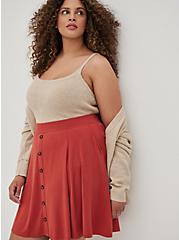 Plus Size Button-Up Mini Skirt - Super Soft Rust, ORANGE, alternate