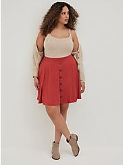 Plus Size Button-Up Mini Skirt - Super Soft Rust, ORANGE, hi-res