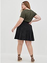Mini Super Soft Button-Up Skirt, BLACK, alternate
