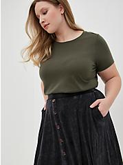 Button-Up Mini Skirt - Super Soft Wash Black, BLACK, alternate