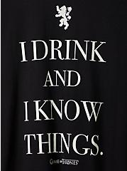 Plus Size Classic Fit Crew Tee - Game of Thrones I Drink And I Know Black, DEEP BLACK, alternate