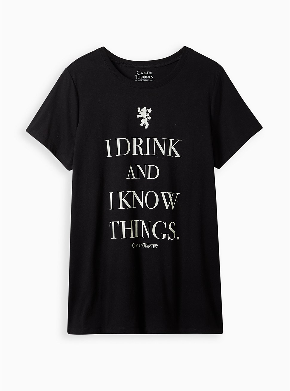 Plus Size Classic Fit Crew Tee - Game of Thrones I Drink And I Know Black, DEEP BLACK, hi-res