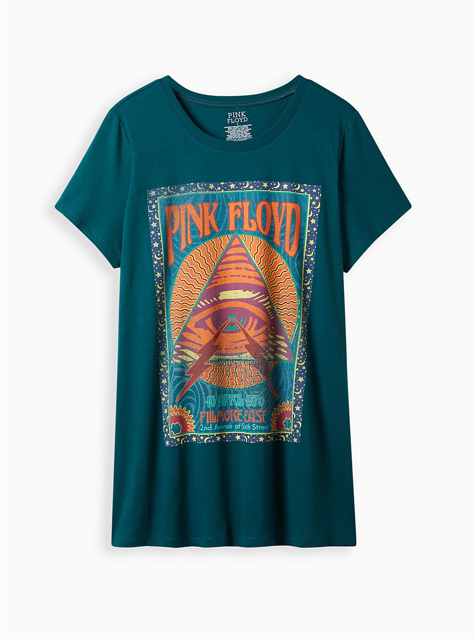 Plus Size Classic Fit Tunic Tee - Pink Floyd Teal, TEAL, hi-res