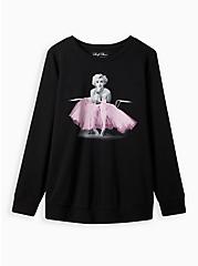 Plus Size Crew Sweatshirt - Cozy Fleece Marilyn Monroe Black, DEEP BLACK, hi-res