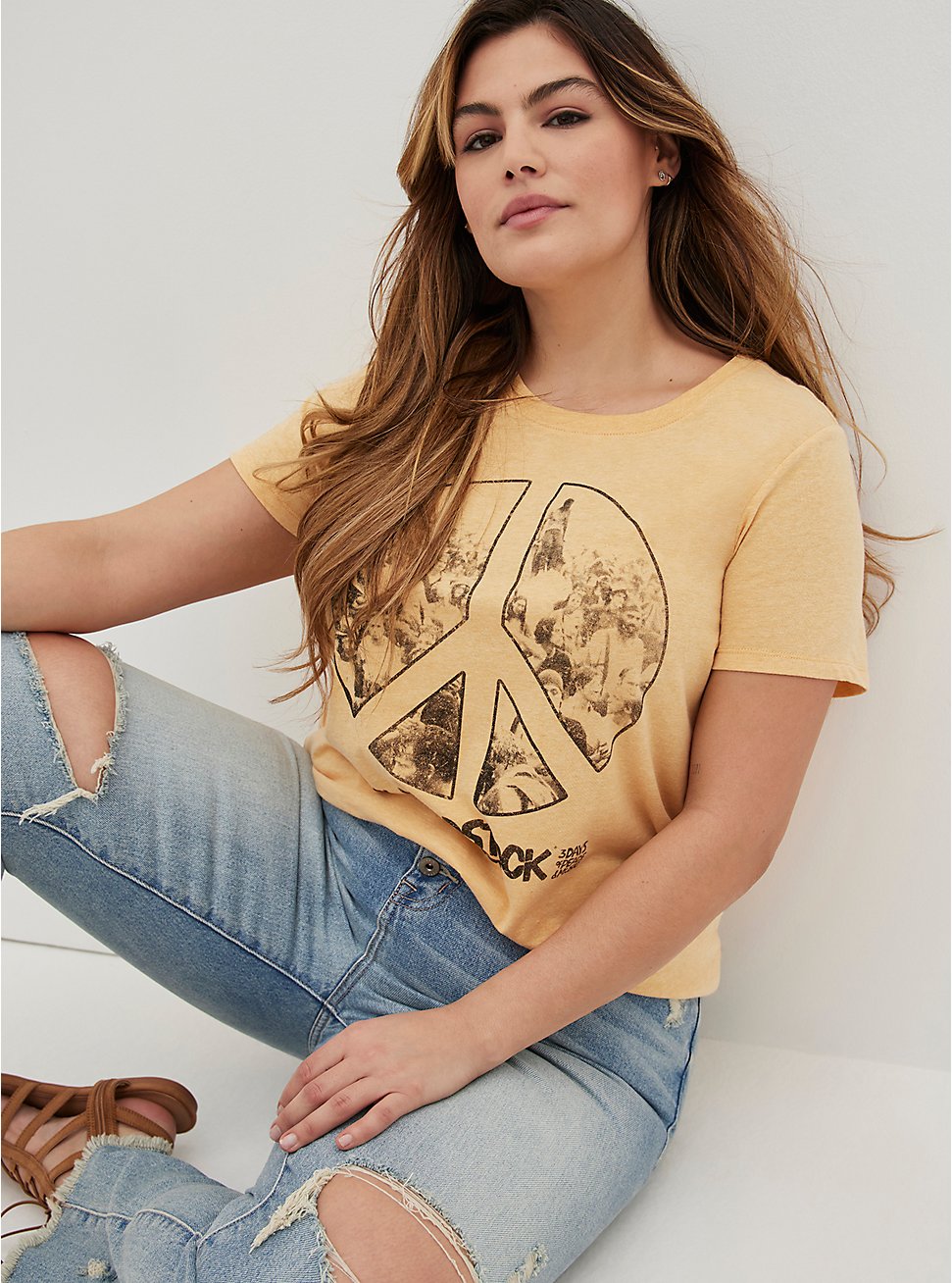 Plus Size Classic Fit Crew Tee - Cotton Woodstock Gold, GOLD, hi-res