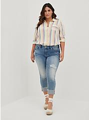 Plus Size Lizzie Button-Up Shirt - Stretch Challis Multi Stripe, STRIPE - MULTI, alternate