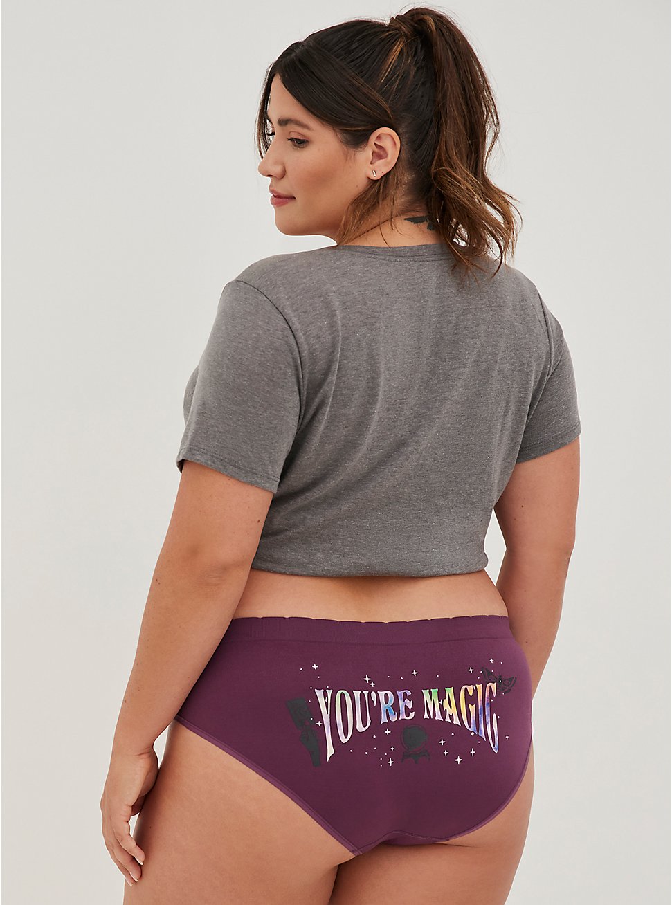 Plus Size Seamless Hipster Panty - You're Magic Purple , PURPLE, hi-res