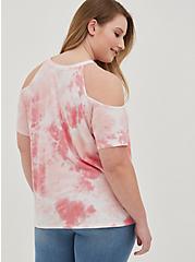 Graphic Classic Fit Cotton Cold Shoulder Top, FEELING GOOD PINK DYE, alternate