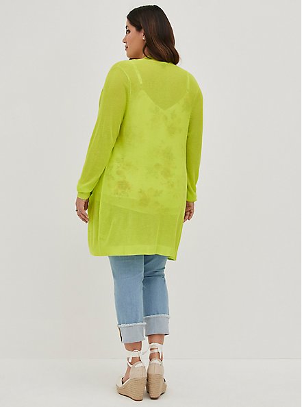 Open Front Cardigan - Viscose Lime, LIME, alternate