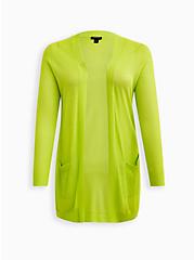 Plus Size Open Front Cardigan - Viscose Lime, LIME, hi-res