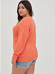 Plus Size Raglan Pullover Sweater - Coral Tiger, LIVING CORAL, alternate