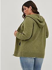 Raglan Zip Sweater Hoodie - Olive, OLIVE, alternate