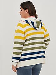 Plus Size Raglan Zip Sweater Hoodie - Multi Stripe, MULTI STRIPE, alternate