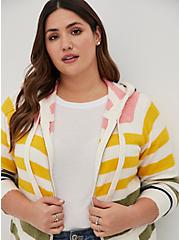 Plus Size Raglan Zip Sweater Hoodie - Multi Stripe, MULTI STRIPE, alternate