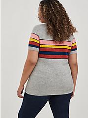 Raglan Pullover Sweater - Stripes Grey, GRAY HTR, alternate