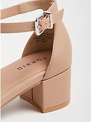 Plus Size Ankle Strap Block Heel - Beige Faux Leather (WW), BEIGE, alternate