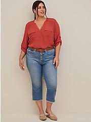 Plus Size Harper Pullover Blouse - Georgette Red, RUST, alternate