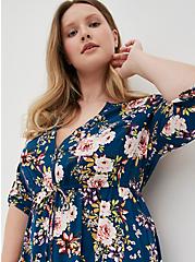 Hi-Low Shirt Dress - Stretch Challis Floral Blue, FLORAL - BLUE, alternate