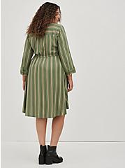 Hi-Low Shirt Dress - Stretch Challis Stripe Green, STRIPE - GREEN, alternate