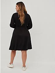 Collared Shirt Dress - Stretch Challis Black, DEEP BLACK, alternate