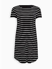 Ringer T-Shirt Dress - Super Soft Stripe Black & White, STRIPE-BLACK WHITE, hi-res