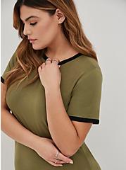 Plus Size Ringer T-Shirt Dress - Super Soft Olive, DEEP DEPTHS, alternate