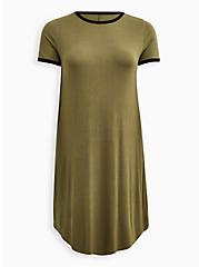 Ringer T-Shirt Dress - Super Soft Olive, DEEP DEPTHS, hi-res