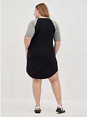 Varsity T-Shirt Dress - Super Soft Flower Moon Black, DEEP BLACK, alternate