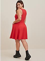 Mini Foxy High Neck Skater Dress, RED, alternate