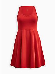 Plus Size Mini Foxy High Neck Skater Dress, RED, hi-res
