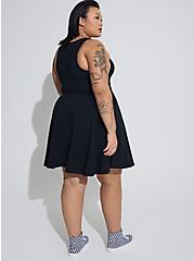 Plus Size Mini Foxy High Neck Skater Dress, BLACK, alternate