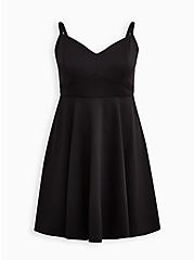 Plus Size Contouring Sweetheart Skater Dress - Scuba Black, DEEP BLACK, hi-res