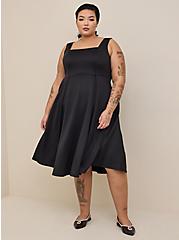 Plus Size Mini Scuba Square Neck Skater Dress, DEEP BLACK, alternate